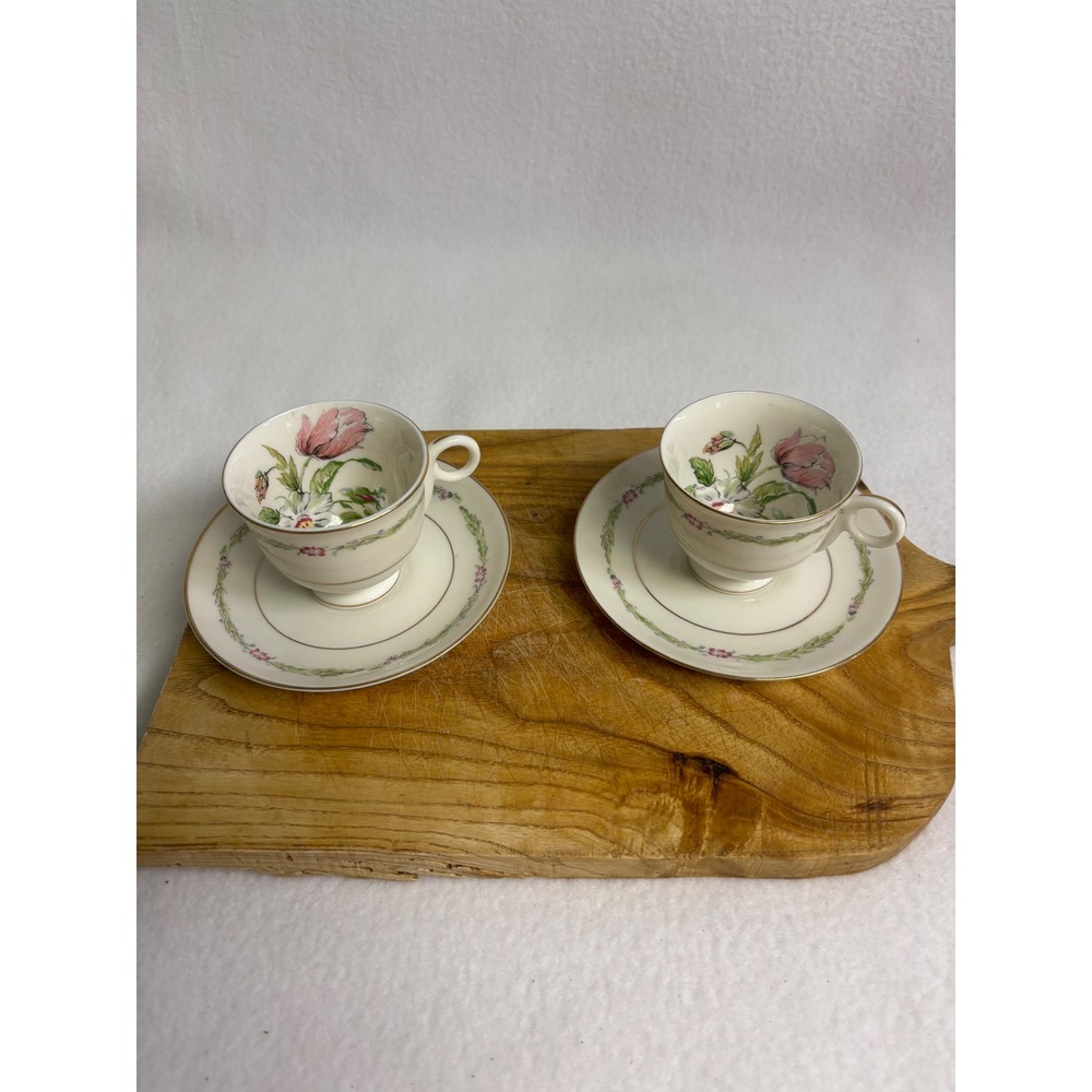 Vintage Cottagecore Theodore Haviland New York Garden Flowers Tea Cup Saucer Set